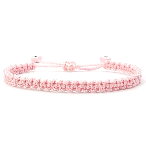 Evil eye bracelet, pink string braided wristband, evil eye protection - Picture 6 of 6